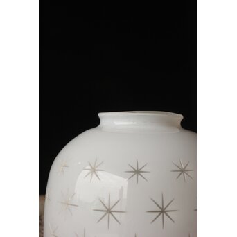 古手 星柄 乳白色ガラス被切子電笠　A056 