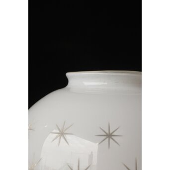 古手 星柄 乳白色ガラス被切子電笠　A056 