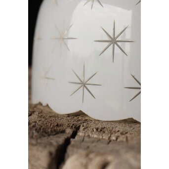 古手 星柄 乳白色ガラス被切子電笠　A056 