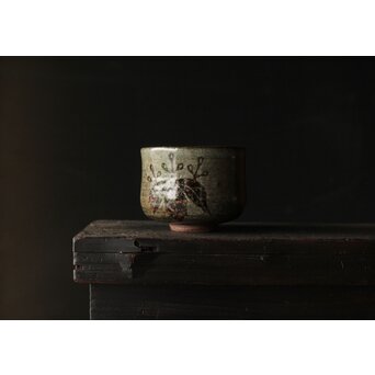 清水六兵衛 菊桐紋 絵唐津茶碗  藪内節庵敷箱  　P368