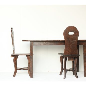 軽井沢彫 ダイニングテーブル 机　T455