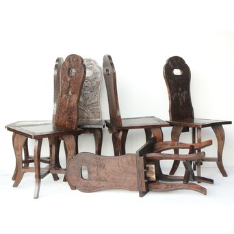 軽井沢彫 ダイニングチェアー 椅子6脚　T456