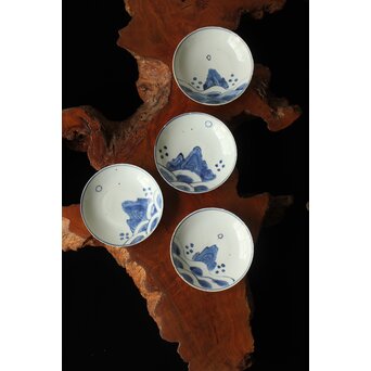 蓬莱山 古染付 小皿 4枚1組　P373