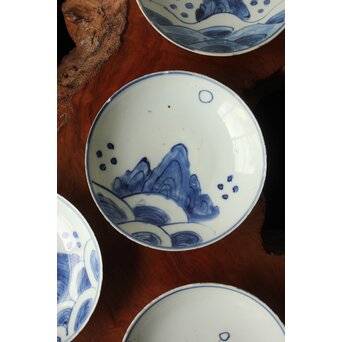 蓬莱山 古染付 小皿 4枚1組　P373 