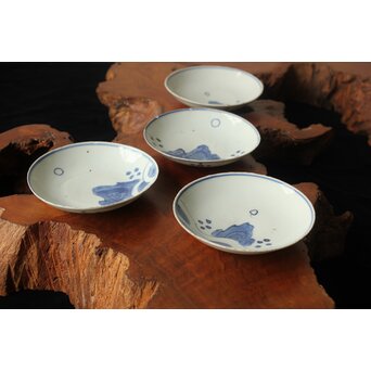 蓬莱山 古染付 小皿 4枚1組　P373 