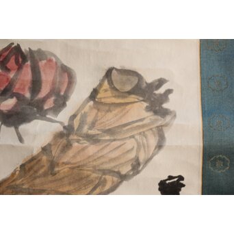 武者小路実篤 【筍と百合根】紙本軸装共箱　Z356 