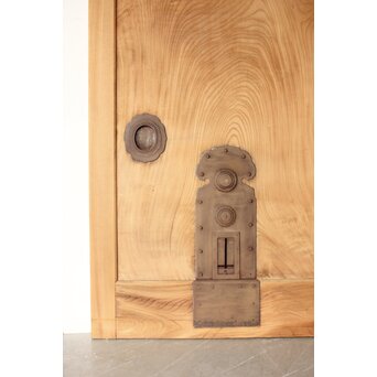 極太框 欅一枚板蔵戸　W082Y 