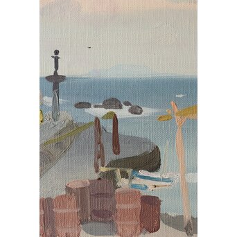 吉崎道治【上人岩】油彩　Z366 