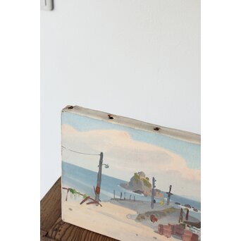 吉崎道治【上人岩】油彩　Z366 