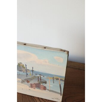 吉崎道治【上人岩】油彩　Z366 