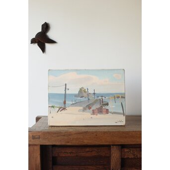 吉崎道治【上人岩】油彩　Z366