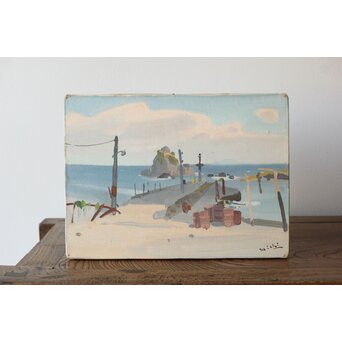 吉崎道治【上人岩】油彩　Z366 