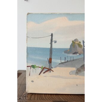 吉崎道治【上人岩】油彩　Z366 