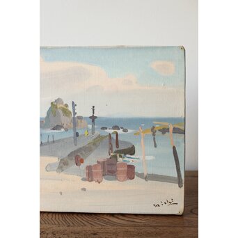 吉崎道治【上人岩】油彩　Z366 