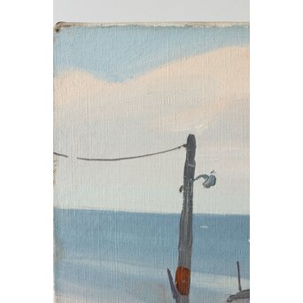 吉崎道治【上人岩】油彩　Z366 