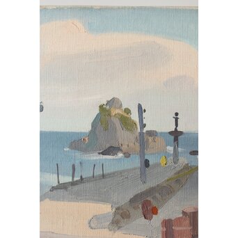 吉崎道治【上人岩】油彩　Z366 