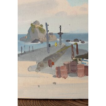 吉崎道治【上人岩】油彩　Z366 