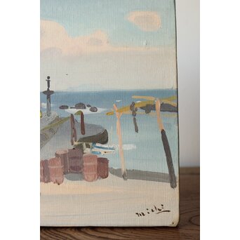 吉崎道治【上人岩】油彩　Z366 