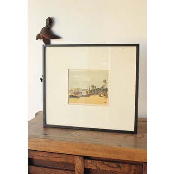 平塚運一 木版画 【韓国風景】Z369 