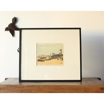 平塚運一 木版画 【韓国風景】Z369