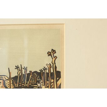 平塚運一 木版画 【韓国風景】Z369 