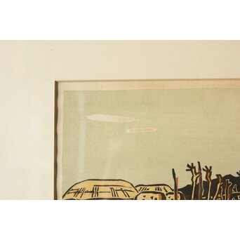 平塚運一 木版画 【韓国風景】Z369 