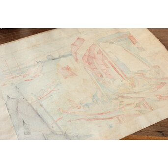 石川寅治 木版画【驟雨一過】山岸主計彫 漆原栄次郎摺　Z371 