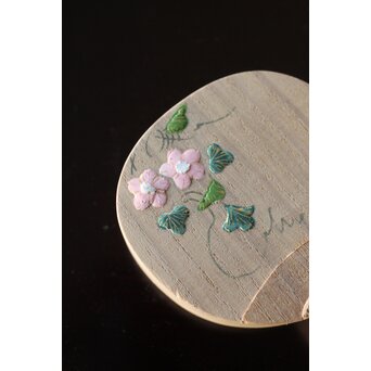 道場宗廣 夕顔 桐団扇香合 共箱　X391 