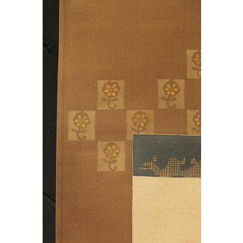 加賀友禅【芙蓉白鷺図】染絵 染掛軸 守中銘 共箱　Z373 