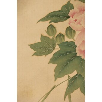 加賀友禅【芙蓉白鷺図】染絵 染掛軸 守中銘 共箱　Z373 