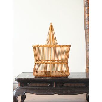 飯塚琅玕斎 竹工芸 花籠　U316 