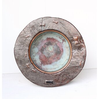 時代 埋本細工 天然木 大型瓶掛　X392 