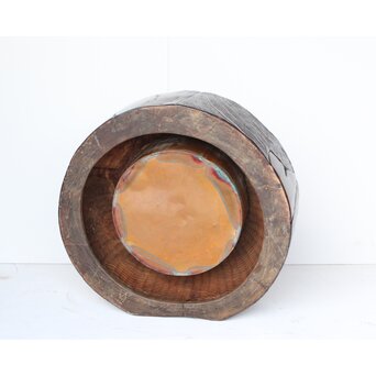 時代 埋本細工 天然木 大型瓶掛　X392 