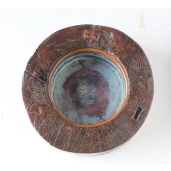 時代 埋本細工 天然木 大型瓶掛　X392