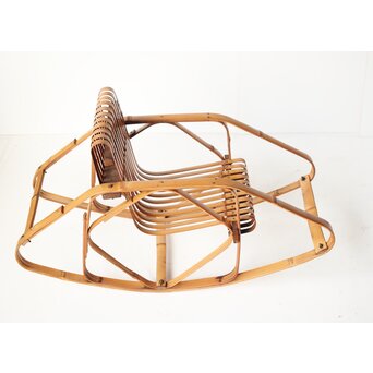 シバヤマ産業 バンブーロッキングキッズチェアー 竹椅子　U317 