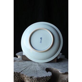 山口蓬春 河村蜻山 合作【野晒春誾図】飾皿　P376 