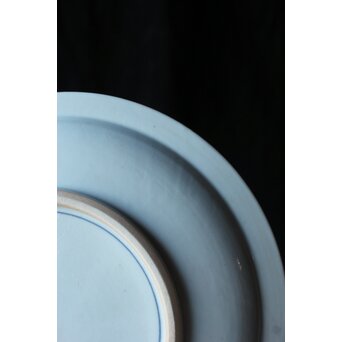 山口蓬春 河村蜻山 合作【野晒春誾図】飾皿　P376 