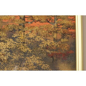 平川敏夫【薬師塔韻】日本画15号 共シール 額装　Z377 