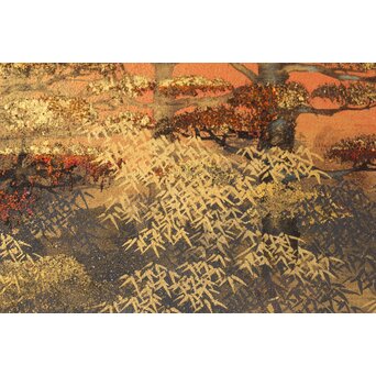 平川敏夫【薬師塔韻】日本画15号 共シール 額装　Z377 