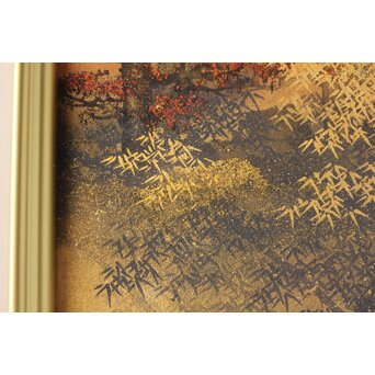 平川敏夫【薬師塔韻】日本画15号 共シール 額装　Z377 