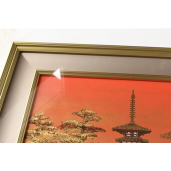 平川敏夫【薬師塔韻】日本画15号 共シール 額装　Z377 