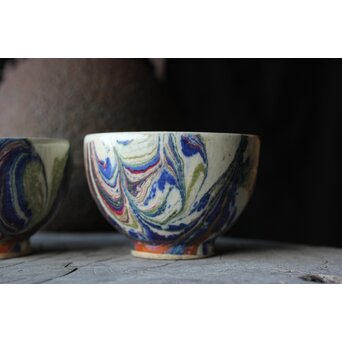 京焼か 墨流 煎茶碗五客　P381 