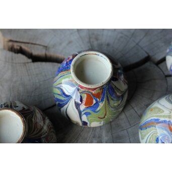 京焼か 墨流 煎茶碗五客　P381 