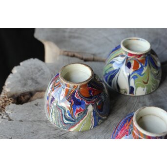 京焼か 墨流 煎茶碗五客　P381 