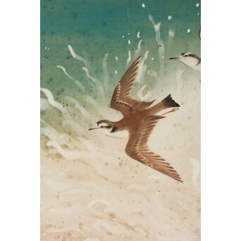 笠松紫浪【波】肉筆 絹本 掛軸　Z378 