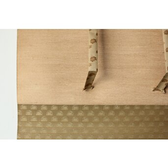 山口蓬春【罌粟】紙本扇面掛軸　Z379 