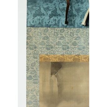 倣 狩野融川 狩野探信守道 合作【瀧鯉図】双幅掛軸　Z381 