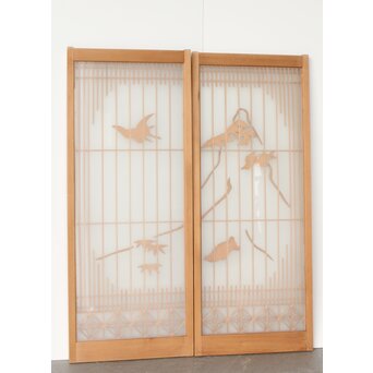 両面ガラス 吉祥紋書院 2枚1組　R0260 