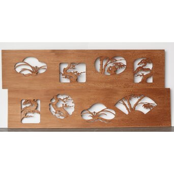 枠無 松竹梅欄 透かし欄間 2枚1組　R0262 