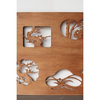 枠無 松竹梅欄 透かし欄間 2枚1組　R0262 